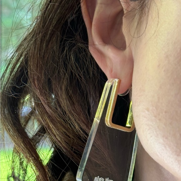 Cult Gaia Transparent and Gold Geometric Earrings - Picture 4 of 5